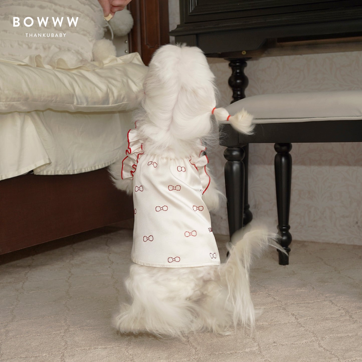 Rhinestone Bow Silk Dress
