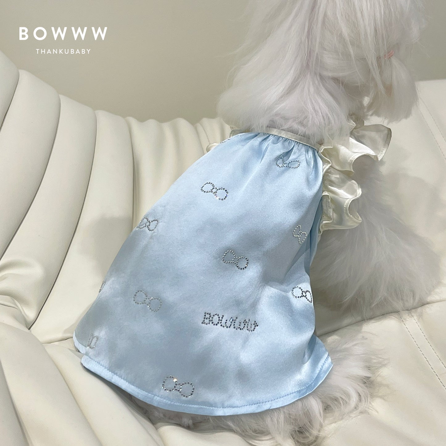 Rhinestone Bow Silk Dress