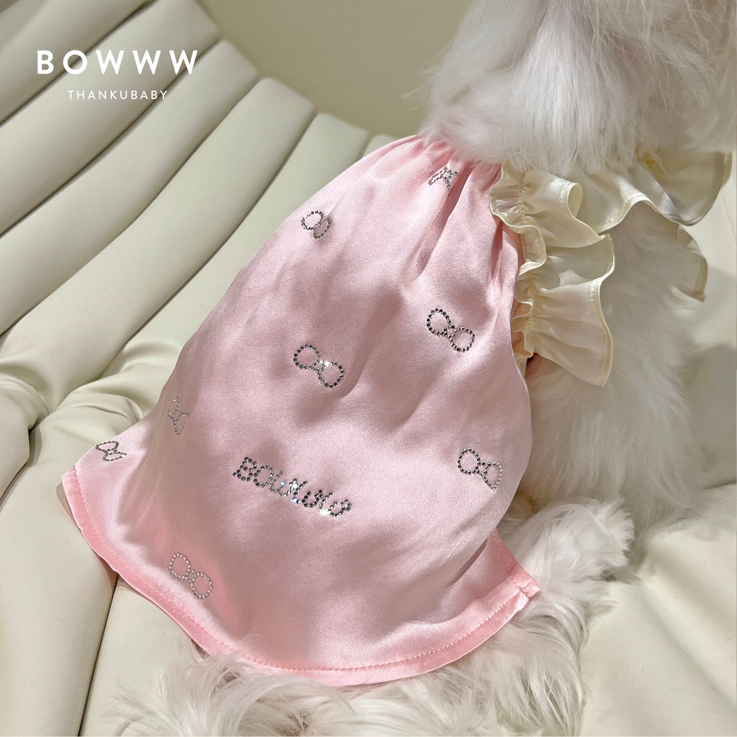 Rhinestone Bow Silk Dress
